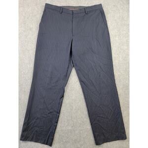 J Crew Dress Pants Mens 35x30 Blue Gray Pinstripe 100% Wool Straight Leg